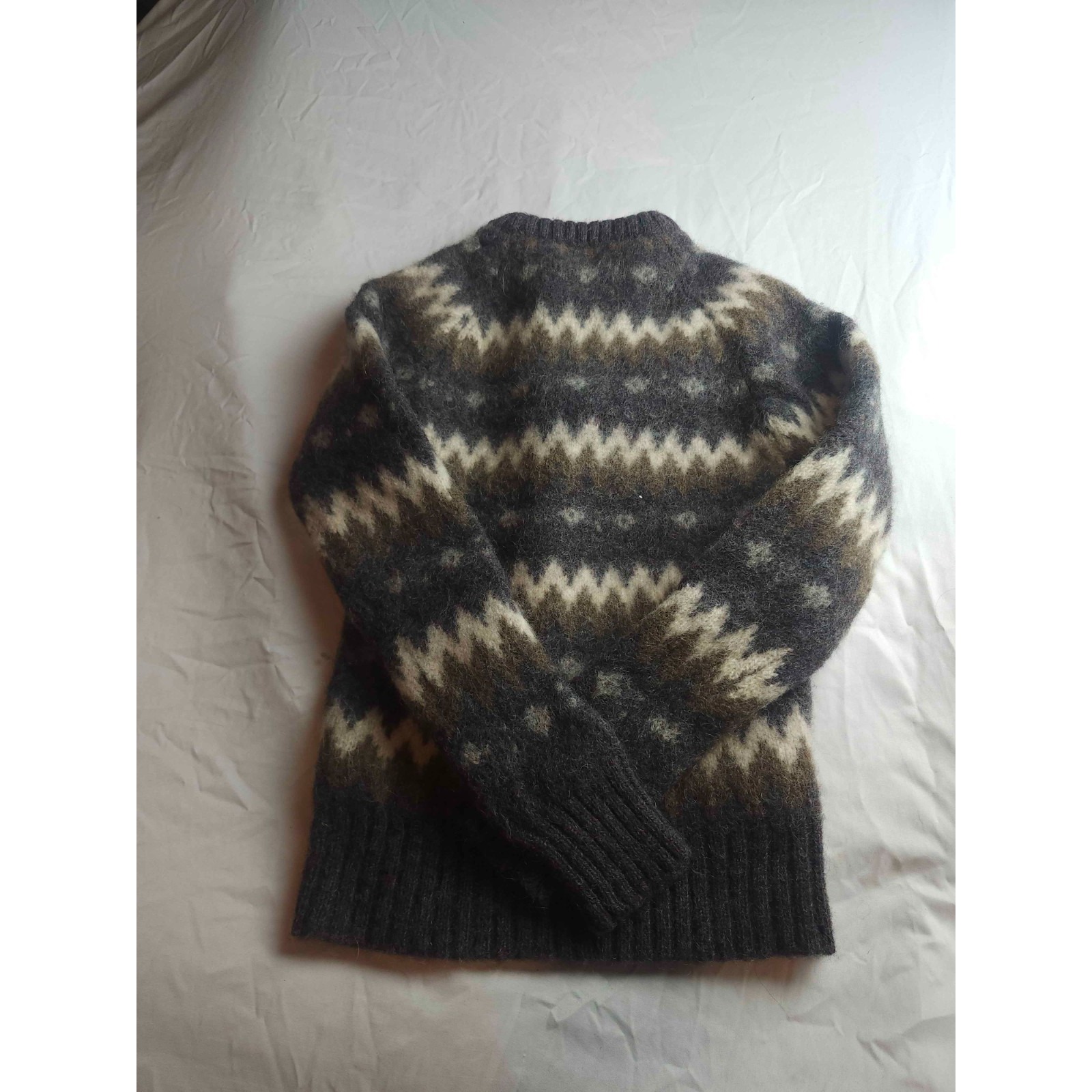 Vtg 80s 90s Woolrich Sweater Womens L Gray Fair Isle Nordic Grunge Dark Academia — image 6 of 7